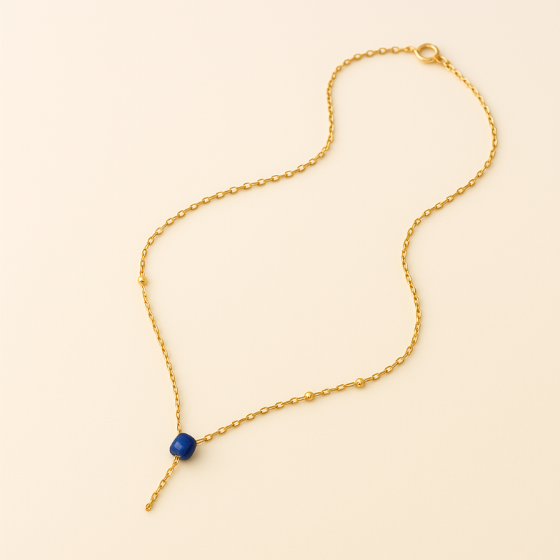 "Celeste" Gold-Plated Necklace with Lapis Lazuli Pendant